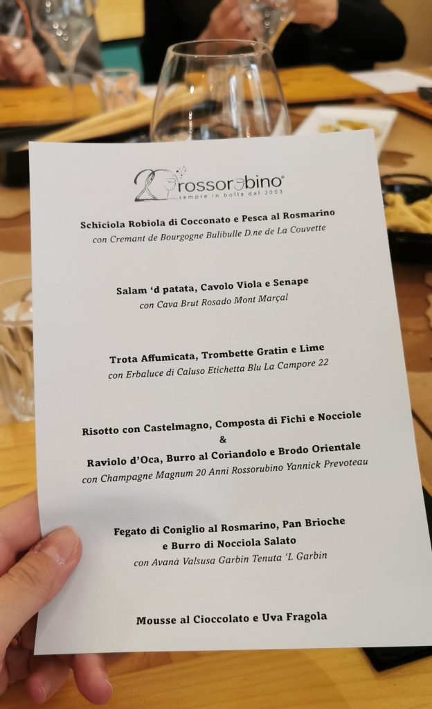 Rossorubino Enoteca menu